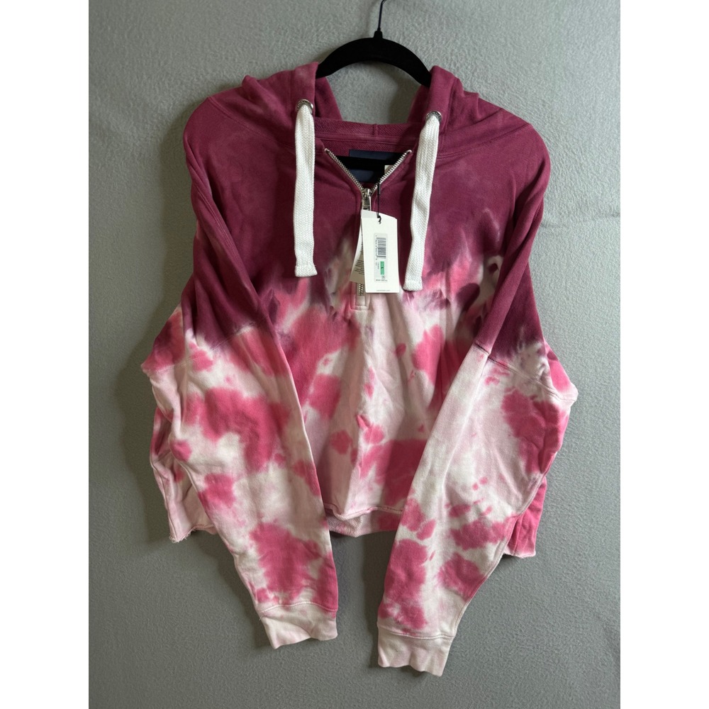 Calvin Klein Hoodie Women's Large Tie Dye Cropped Half Zip Pullover NWT